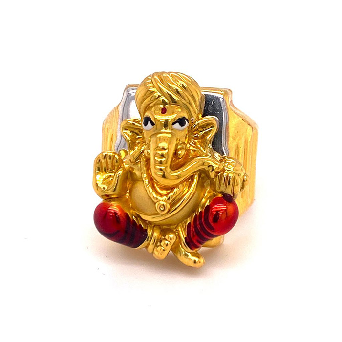 Gold ring deals design ganesh